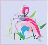 Digitaal schilderij konijn bunny in colour