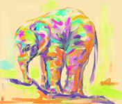 Digitaal schilderij baby elephant