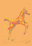 Digitaal paardenschilderij Dartelend Veulen