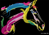 Digitaal schilderij paard lovely colours