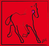 Digitaal schilderij paard Red filly