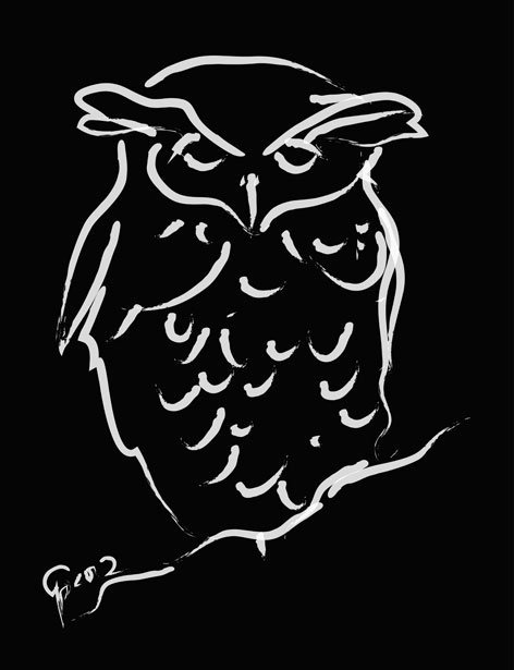 Wilde Dieren Kunst Schilderij Portret | Uil Sleepy Owl | Go van Kampen